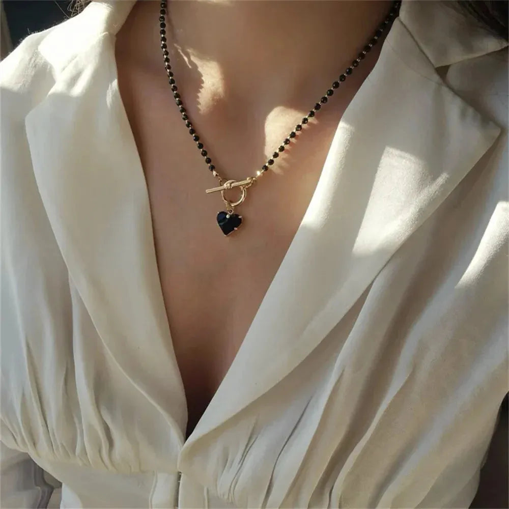 Stylish Work Outfits, Outfit Summer Ideas Heart Toggle Clasp Beaded Necklace Stylish Work Outfits, Outfit Summer Ideas Heart Toggle Clasp Beaded Necklace