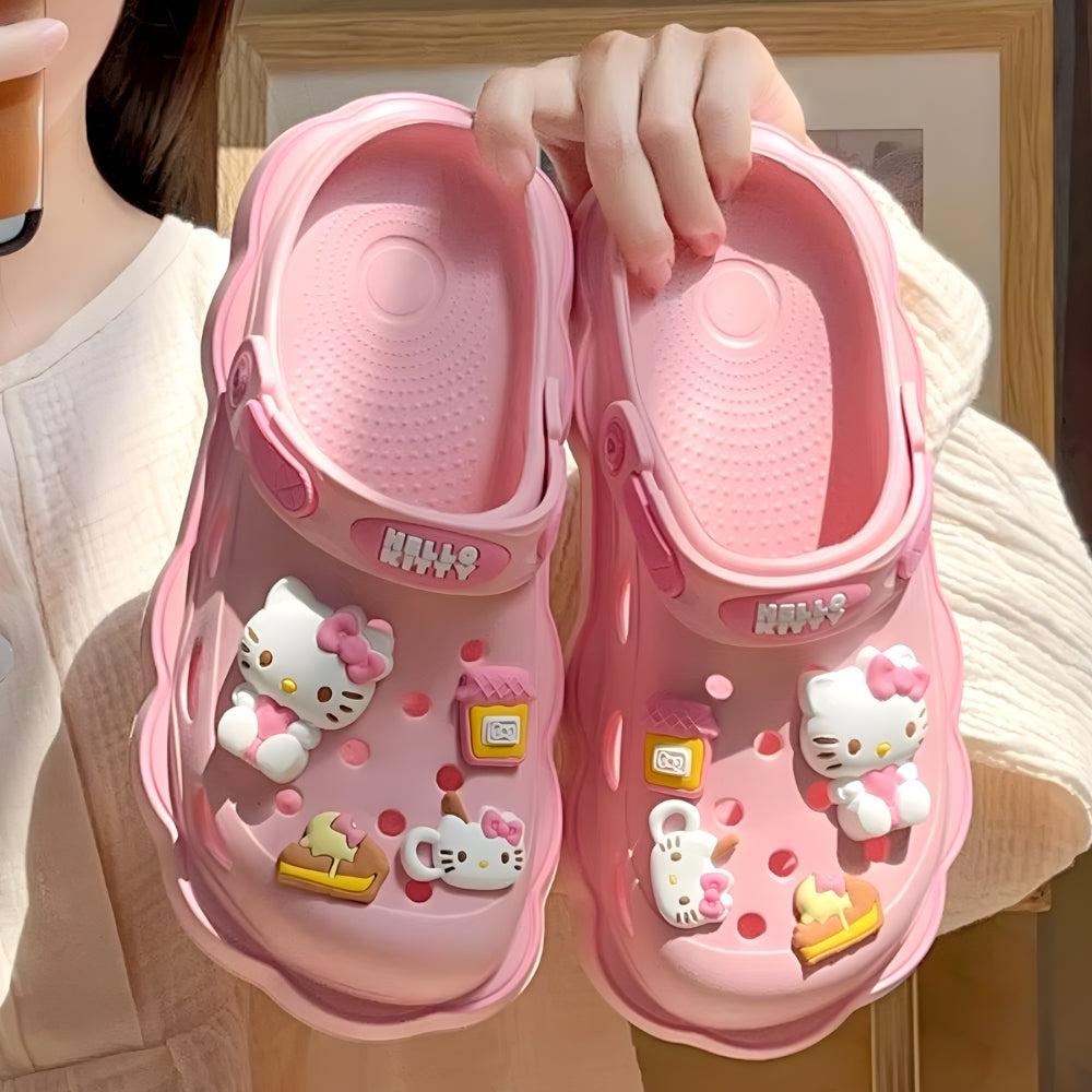 Stylish Work Outfits, Outfit Summer Ideas Hello Kitty Clog Slippers