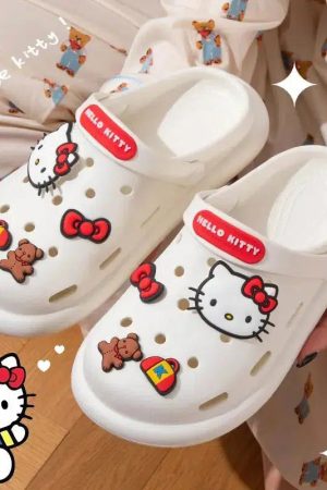 Stylish Work Outfits, Outfit Summer Ideas Hello Kitty Slippers
