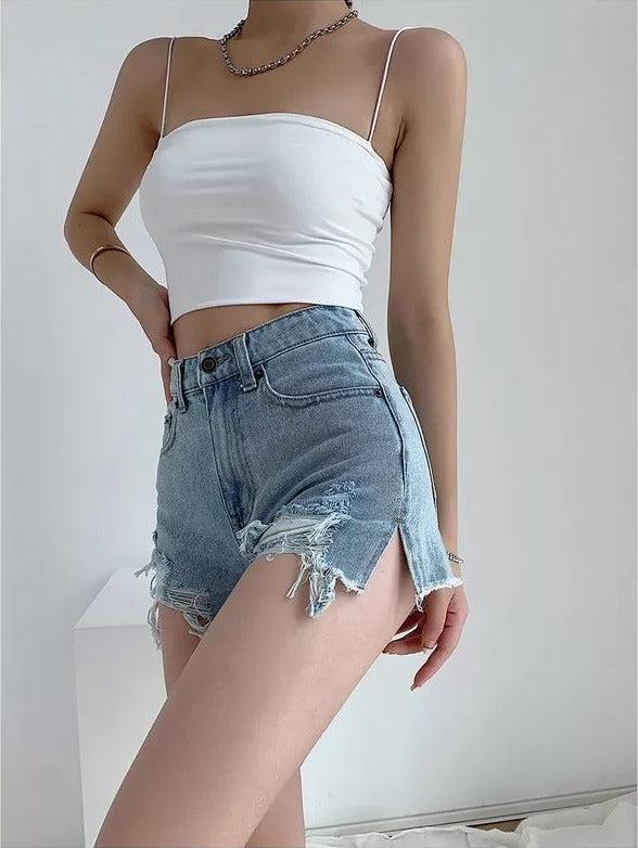 Stylish Work Outfits, Outfit Summer Ideas High Waist Extra Distressed Jean Shorts Stylish Work Outfits, Outfit Summer Ideas High Waist Extra Distressed Jean Shorts