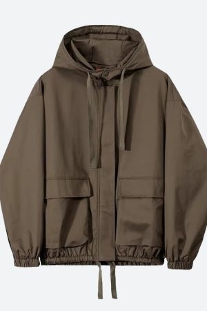 Stylish Work Outfits, Outfit Summer Ideas Hooded Parachute Jacket