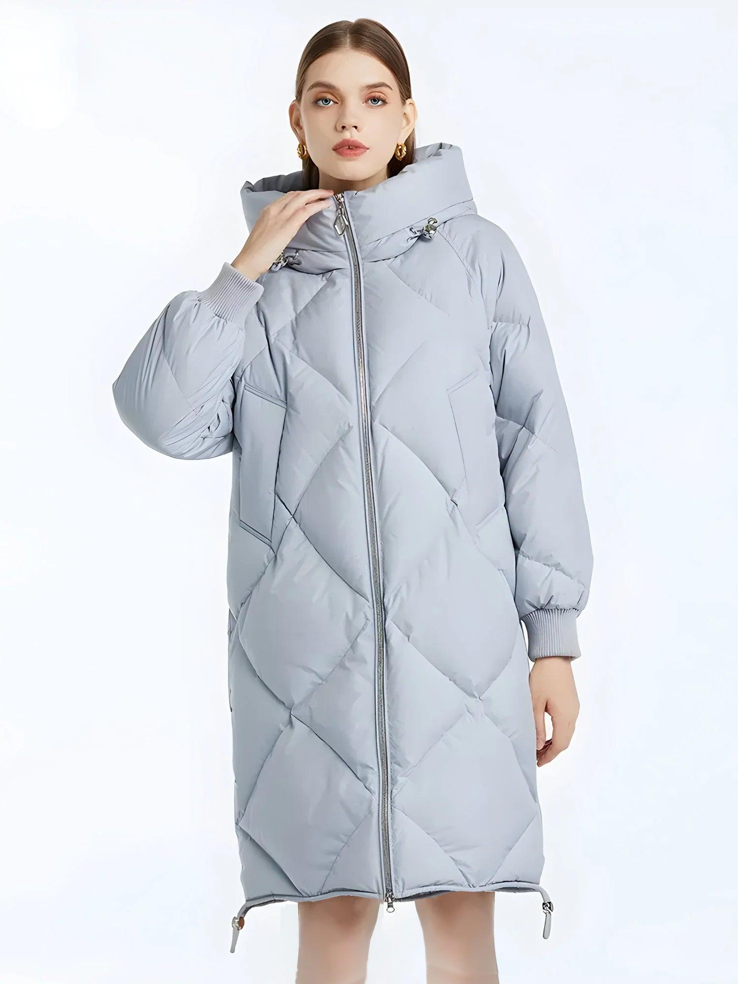 Stylish Work Outfits, Outfit Summer Ideas Hooded Zip-Up Long Puffer Coat