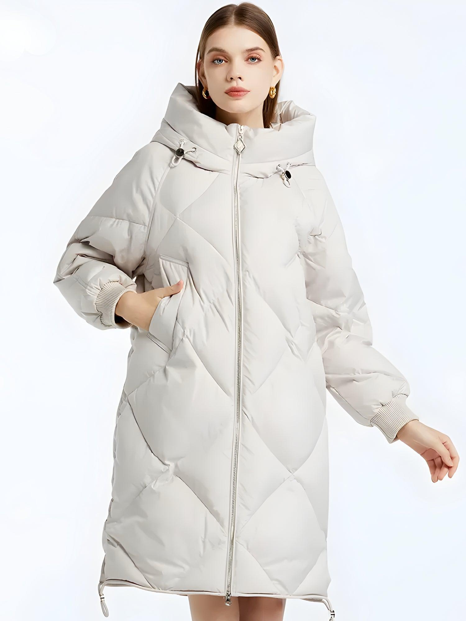Stylish Work Outfits, Outfit Summer Ideas Hooded Zip-Up Long Puffer Coat Stylish Work Outfits, Outfit Summer Ideas Hooded Zip-Up Long Puffer Coat