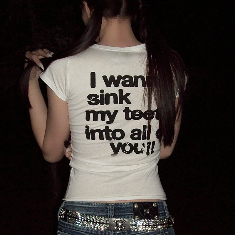 Stylish Work Outfits, Outfit Summer Ideas I Wanna Sink My Teeth Tee