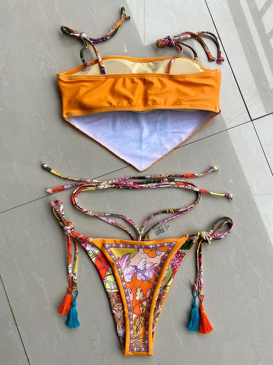 Stylish Work Outfits, Outfit Summer Ideas Indie Floral Bandana Scarf Bikini Set Stylish Work Outfits, Outfit Summer Ideas Indie Floral Bandana Scarf Bikini Set