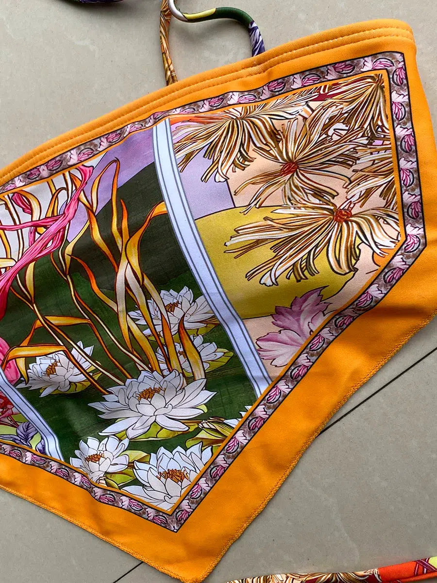Stylish Work Outfits, Outfit Summer Ideas Indie Floral Bandana Scarf Bikini Set Stylish Work Outfits, Outfit Summer Ideas Indie Floral Bandana Scarf Bikini Set
