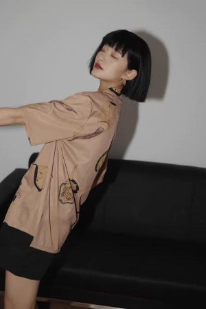 Stylish Work Outfits, Outfit Summer Ideas Japanese Art Short Sleeve Shirt