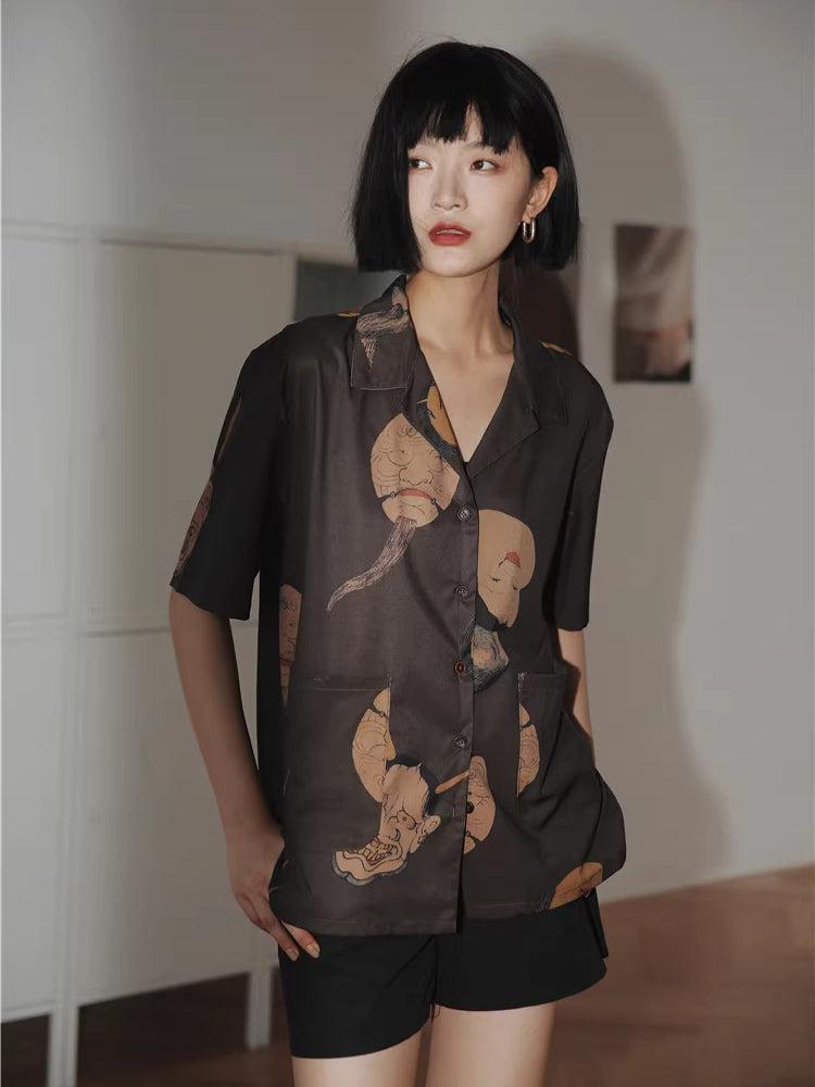 Stylish Work Outfits, Outfit Summer Ideas Japanese Art Short Sleeve Shirt Stylish Work Outfits, Outfit Summer Ideas Japanese Art Short Sleeve Shirt