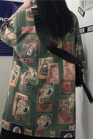 Stylish Work Outfits, Outfit Summer Ideas Japanese Figure Print Shirt