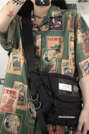 Stylish Work Outfits, Outfit Summer Ideas Japanese Figure Print Shirt