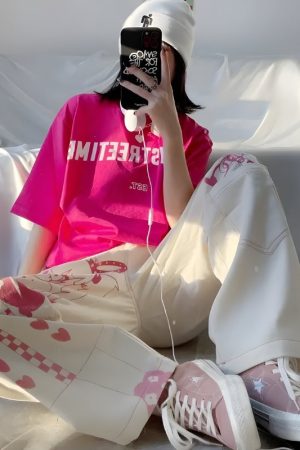 Stylish Work Outfits, Outfit Summer Ideas Kawaii Anime Girl Printed Pants