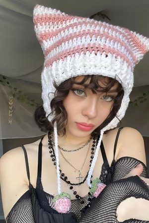 Stylish Work Outfits, Outfit Summer Ideas Kawaii Cat Ear Knitted Beanie