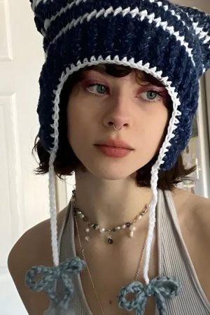 Stylish Work Outfits, Outfit Summer Ideas Kawaii Cat Ear Knitted Beanie