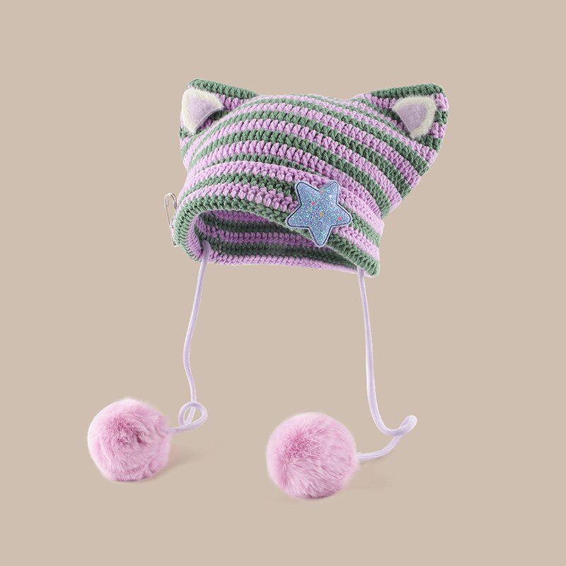 Stylish Work Outfits, Outfit Summer Ideas Kawaii Cat Ear Pom-Pom Beanie