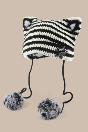 Stylish Work Outfits, Outfit Summer Ideas Kawaii Cat Ear Pom-Pom Beanie