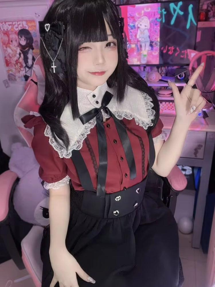 Stylish Work Outfits, Outfit Summer Ideas Kawaii Goth Collar Shirt