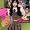 Stylish Work Outfits, Outfit Summer Ideas Kawaii Plaid Two Piece Set