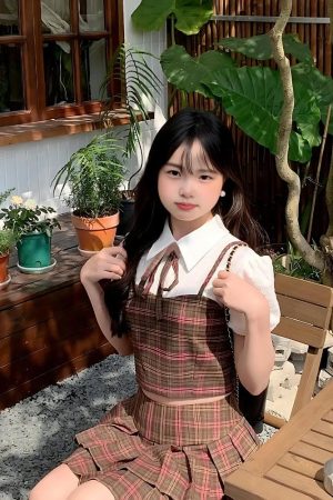 Stylish Work Outfits, Outfit Summer Ideas Kawaii Plaid Two Piece Set