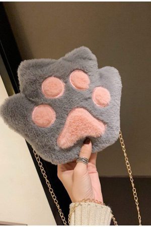 Stylish Work Outfits, Outfit Summer Ideas Kawaii Plush Paw Crossbody Bag