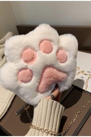 Stylish Work Outfits, Outfit Summer Ideas Kawaii Plush Paw Crossbody Bag