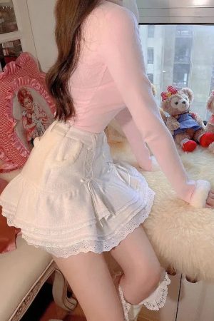 Stylish Work Outfits, Outfit Summer Ideas Kawaii Ruffled Layered Lace Mini Skirt