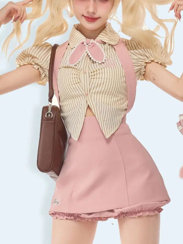 Stylish Work Outfits, Outfit Summer Ideas Kawaii Shirt & Skort Two Piece Set