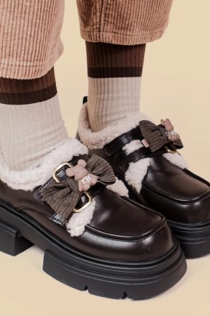 Stylish Work Outfits, Outfit Summer Ideas Kawaii Teddy Bear Platform Oxford Shoes
