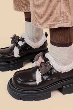 Stylish Work Outfits, Outfit Summer Ideas Kawaii Teddy Bear Platform Oxford Shoes