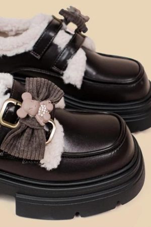 Stylish Work Outfits, Outfit Summer Ideas Kawaii Teddy Bear Platform Oxford Shoes