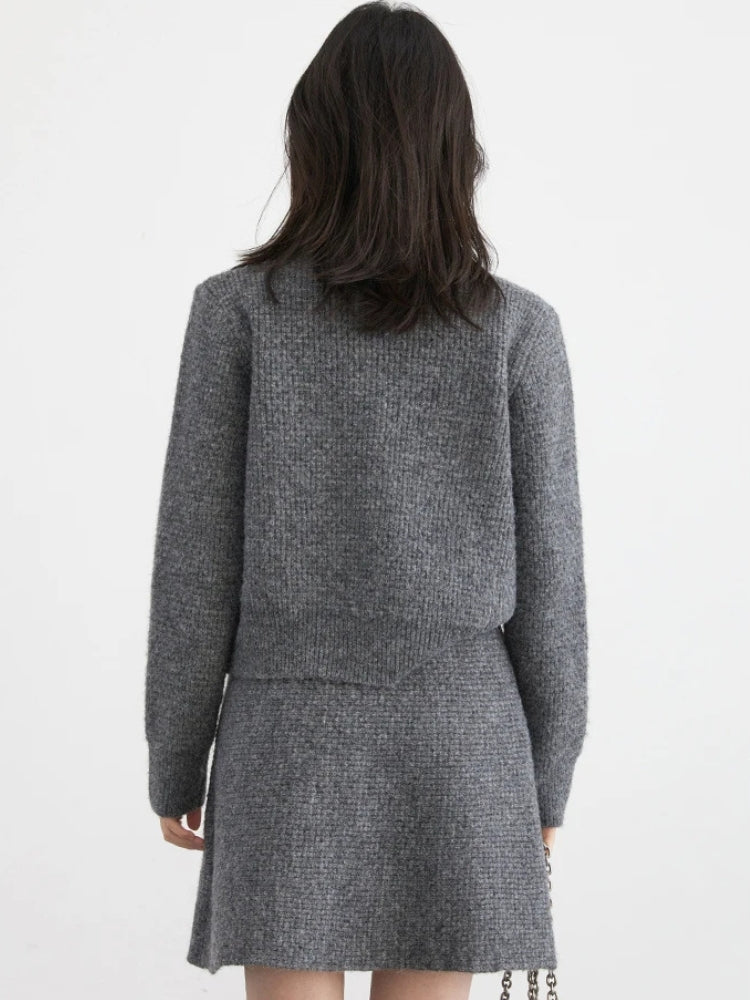 Stylish Work Outfits, Outfit Summer Ideas Knitted Button-Up Cardigan & Mini Skirt Two Piece Set Stylish Work Outfits, Outfit Summer Ideas Knitted Button-Up Cardigan & Mini Skirt Two Piece Set