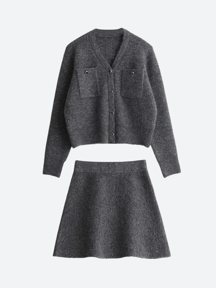 Stylish Work Outfits, Outfit Summer Ideas Knitted Button-Up Cardigan & Mini Skirt Two Piece Set Stylish Work Outfits, Outfit Summer Ideas Knitted Button-Up Cardigan & Mini Skirt Two Piece Set