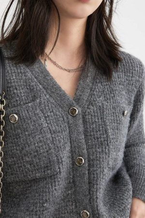 Stylish Work Outfits, Outfit Summer Ideas Knitted Button-Up Cardigan & Mini Skirt Two Piece Set