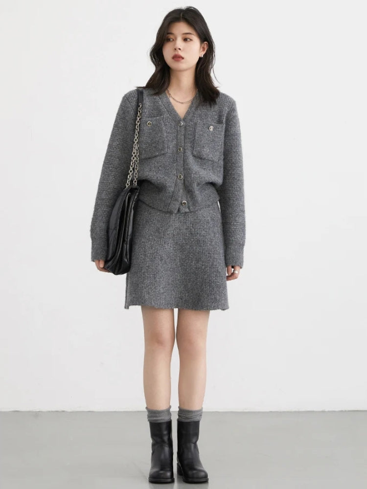 Stylish Work Outfits, Outfit Summer Ideas Knitted Button-Up Cardigan & Mini Skirt Two Piece Set Stylish Work Outfits, Outfit Summer Ideas Knitted Button-Up Cardigan & Mini Skirt Two Piece Set