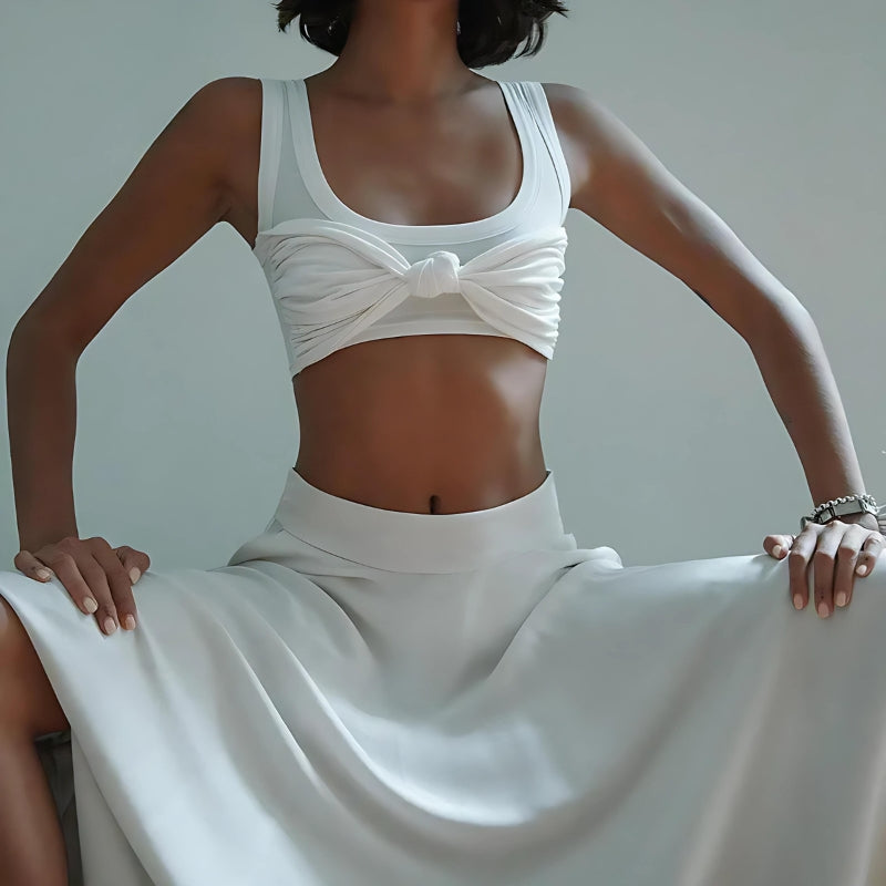 Stylish Work Outfits, Outfit Summer Ideas Knot Bra Crop Top