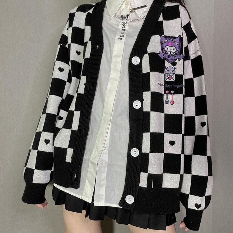 Stylish Work Outfits, Outfit Summer Ideas Kuromi Buttoned Black Cardigan