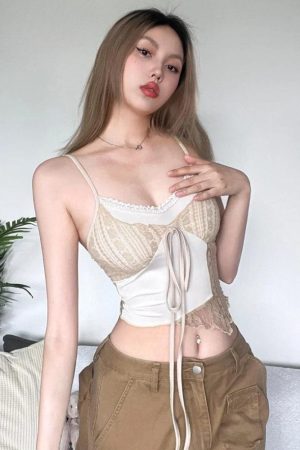 Stylish Work Outfits, Outfit Summer Ideas Lace Asymmetric Patchwork Top