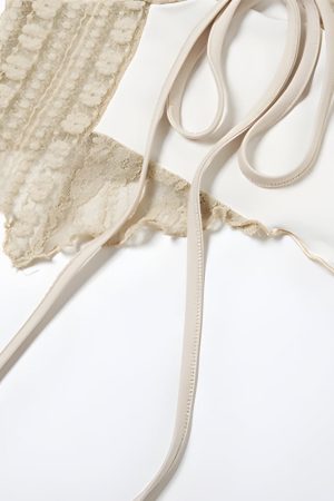 Stylish Work Outfits, Outfit Summer Ideas Lace Asymmetric Patchwork Top