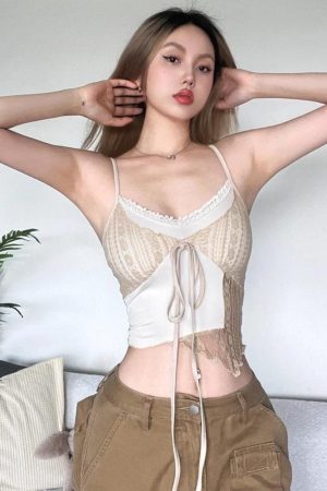 Stylish Work Outfits, Outfit Summer Ideas Lace Asymmetric Patchwork Top