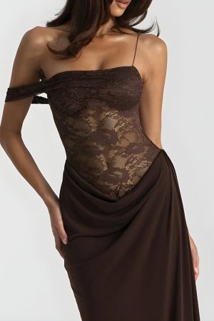 Stylish Work Outfits, Outfit Summer Ideas Lace Bodice Maxi Dress