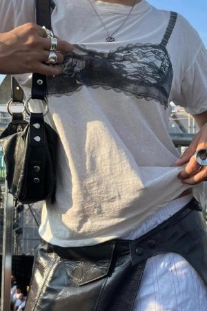 Stylish Work Outfits, Outfit Summer Ideas Lace Bra Tee