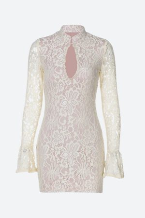 Stylish Work Outfits, Outfit Summer Ideas Lace Cut Out Mini Dress