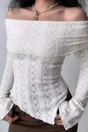 Stylish Work Outfits, Outfit Summer Ideas Lace Off Shoulder Top