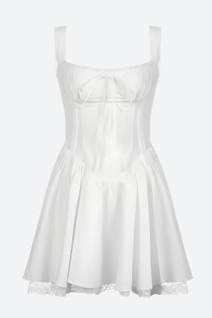 Stylish Work Outfits, Outfit Summer Ideas Lace Ruffled Corset Mini Dress