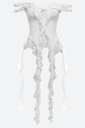 Stylish Work Outfits, Outfit Summer Ideas Lace Ruffled Top