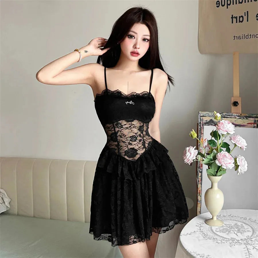 Stylish Work Outfits, Outfit Summer Ideas Lace Sheer Mini Dress