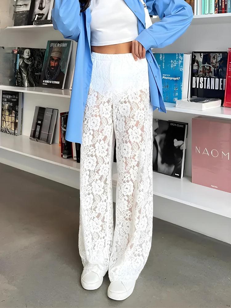 Stylish Work Outfits, Outfit Summer Ideas Lace Sheer Pants Stylish Work Outfits, Outfit Summer Ideas Lace Sheer Pants