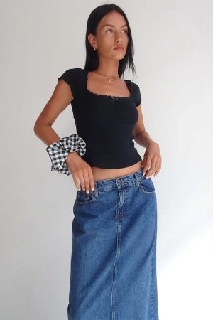 Stylish Work Outfits, Outfit Summer Ideas Lace Trim Baby Tee