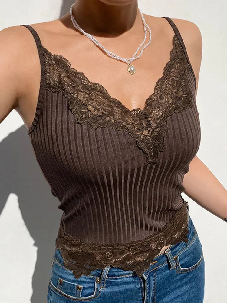 Stylish Work Outfits, Outfit Summer Ideas Lace Trim Cami Top Stylish Work Outfits, Outfit Summer Ideas Lace Trim Cami Top