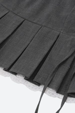 Stylish Work Outfits, Outfit Summer Ideas Lace Trim Pleated Mini Skirt