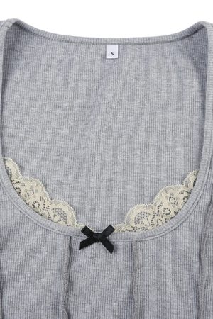 Stylish Work Outfits, Outfit Summer Ideas Lace Trim Ribbed Crop Top